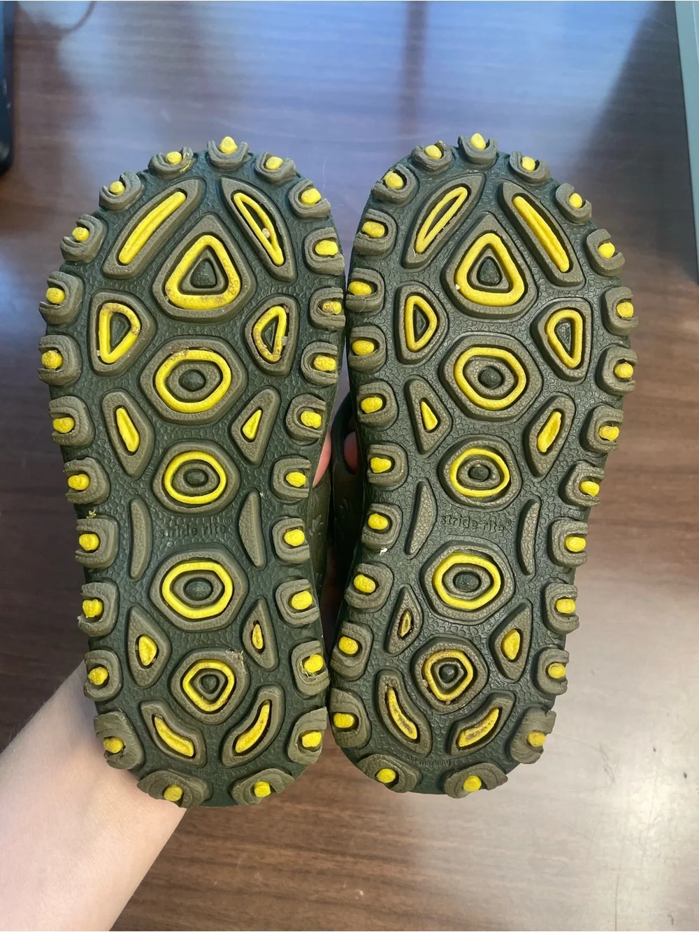 Stride Rite Kids Olive Green Slip-On Sandals with lizards